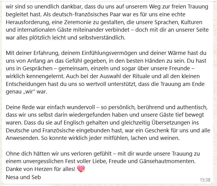 Freie Trauung Erfahrungen und Feedback